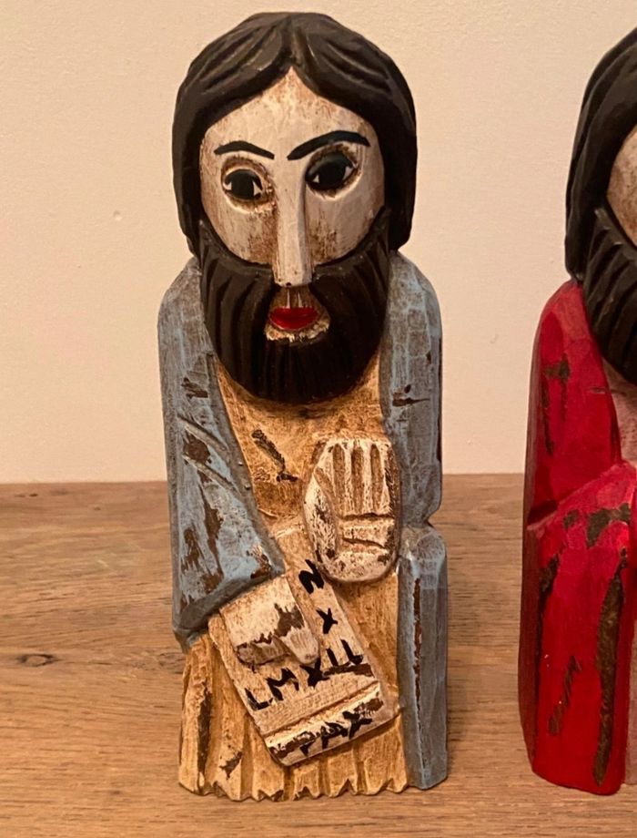 Ensemble de 3 statues en bois colorées - photo numéro 3