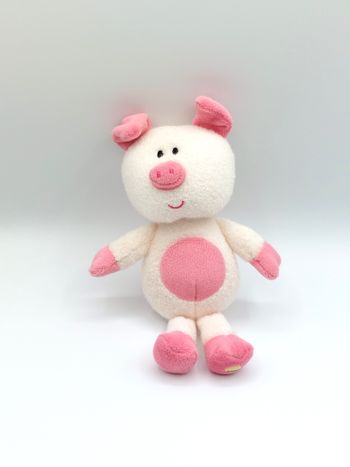 Peluche doudou cochon rose blanc LUMINOU phosphorescent 21 cm yeux noirs