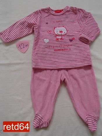 pyjama velours 2 pièces 12 mois