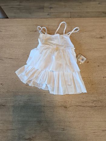 Blouse à bretelles, asymétrique, blanche, Buissonnière, 8 ans, neuf avec étiquette