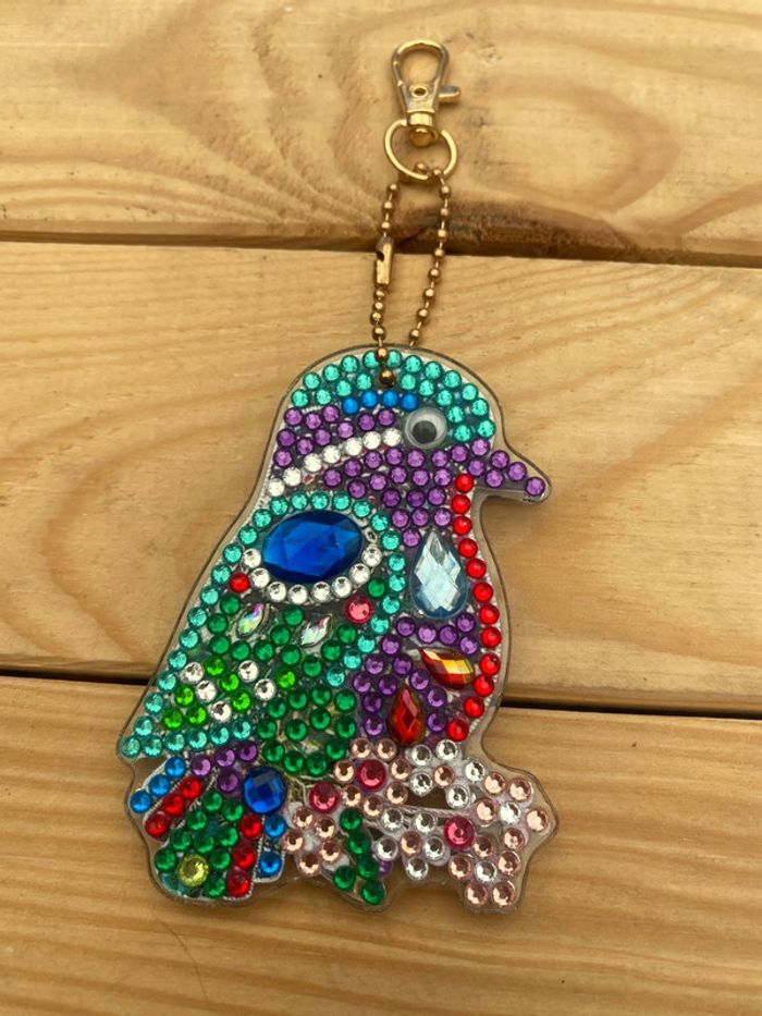 Porte clé recto/verso oiseau 🐦 en Diamond painting - photo numéro 3
