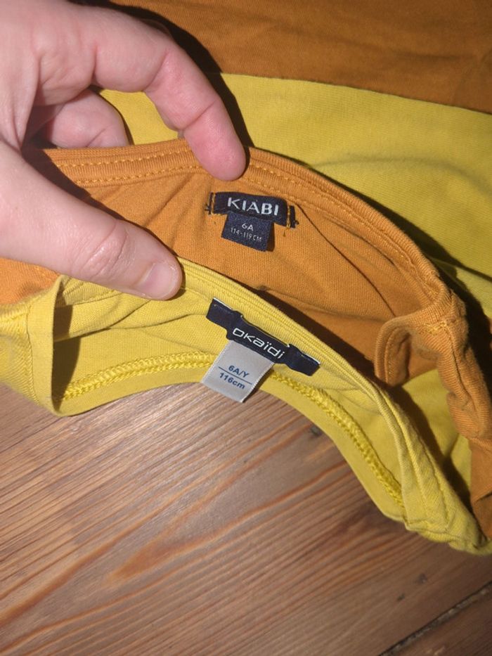 Lot t-shirt manches longues ballon jaune et moutarde coeur 6 ans - photo numéro 4