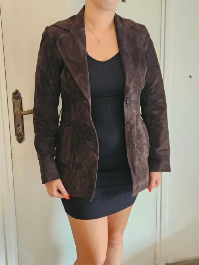 Manteau en cuir marron - photo numéro 2