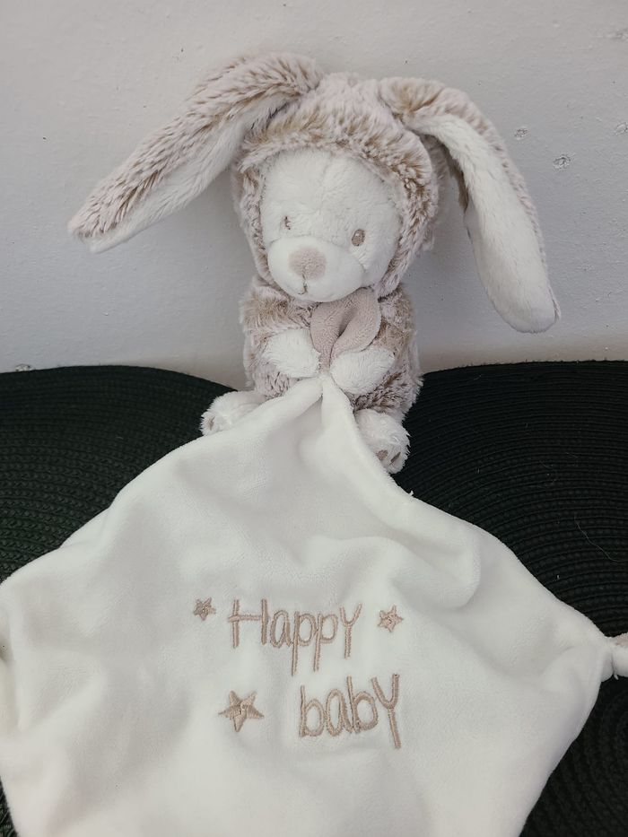 Doudou ours déguisé en lapin blanc beige mouchoir SIMBA TOYS