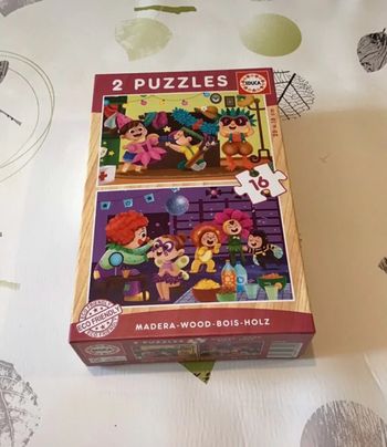 2 puzzles en bois enfant de marque Educa 26x18 cm