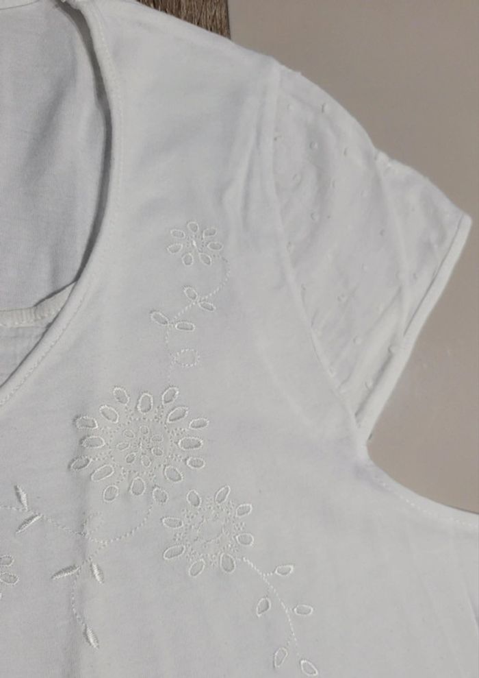 T-shirt blanc brodé Terre de Marins taille 6 - photo numéro 2