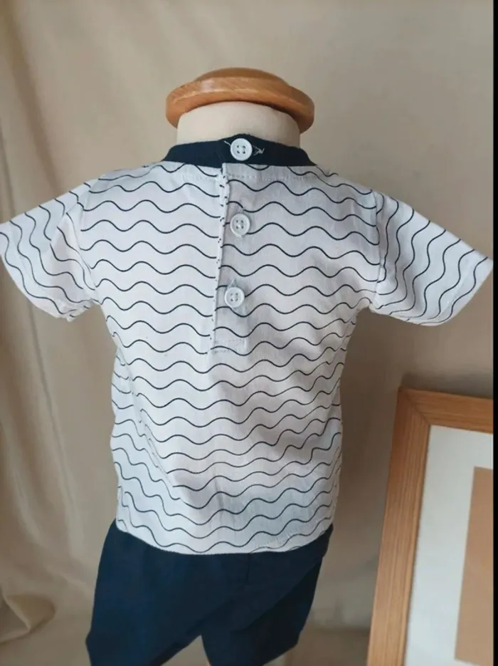Ensemble tee-shirt manches courtes et short style marin garçon 3 mois - photo numéro 6