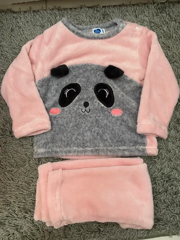 Pyjama pilou panda fille rose mots d’enfants 24m