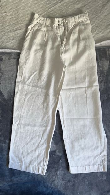 Pantalon style Lin blanc 38