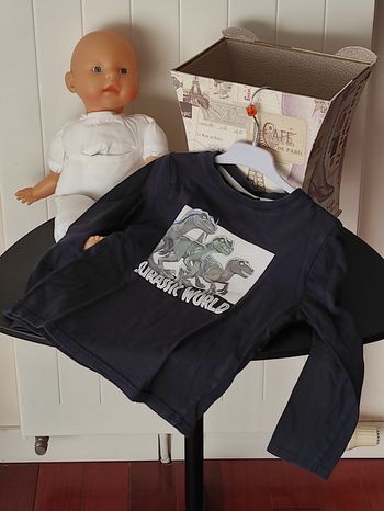 🦖 T-shirt manches longues garçon – PETIT 5 ans  – Noir