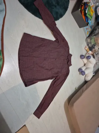 Chemise à carreaux bordeaux