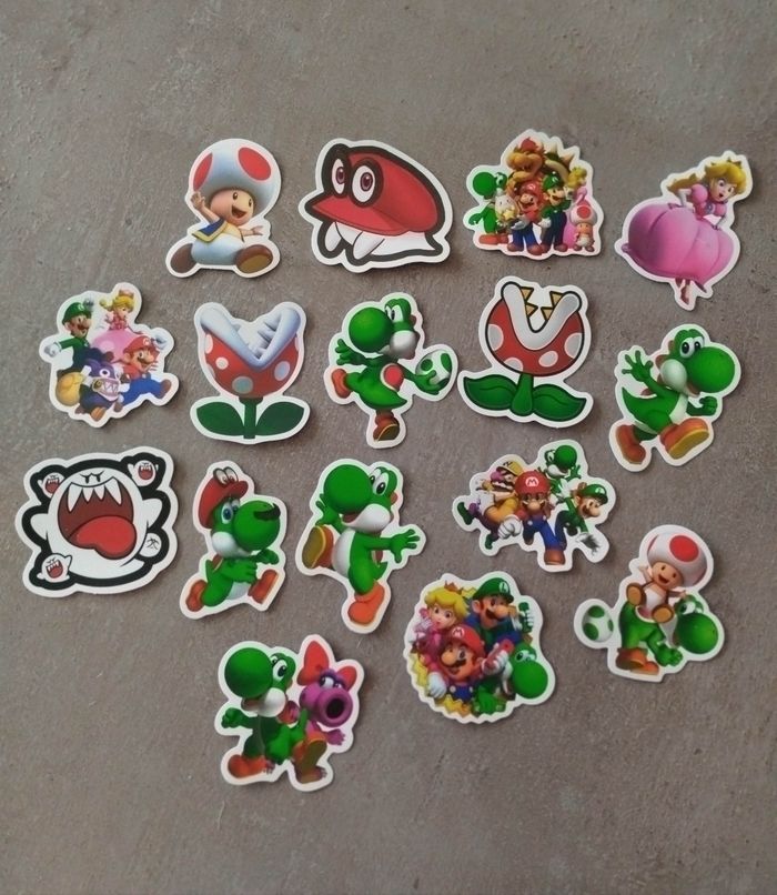 Lot x16 stickers autocollants Mario
