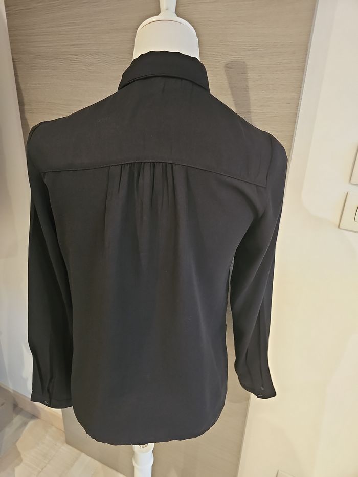 chemise noire naf naf élégante volants plastron taille 36 - photo numéro 3