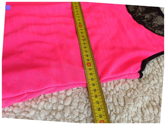 Top rose fluo et noir avec nœud en tulle vintage sexy - photo numéro 6