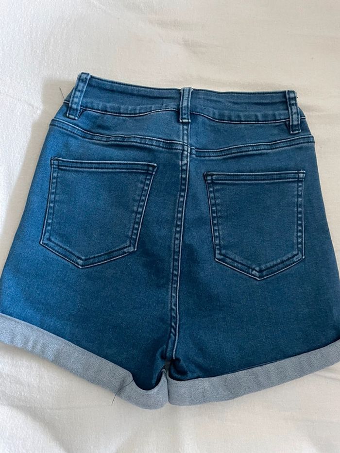 Short élastique bleu taille haute - photo numéro 3