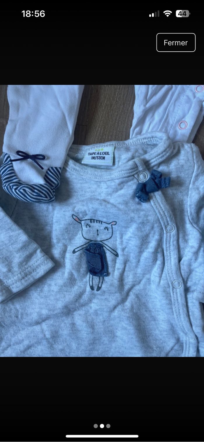 Lot 3 pyjamas coton 1mois - photo numéro 2