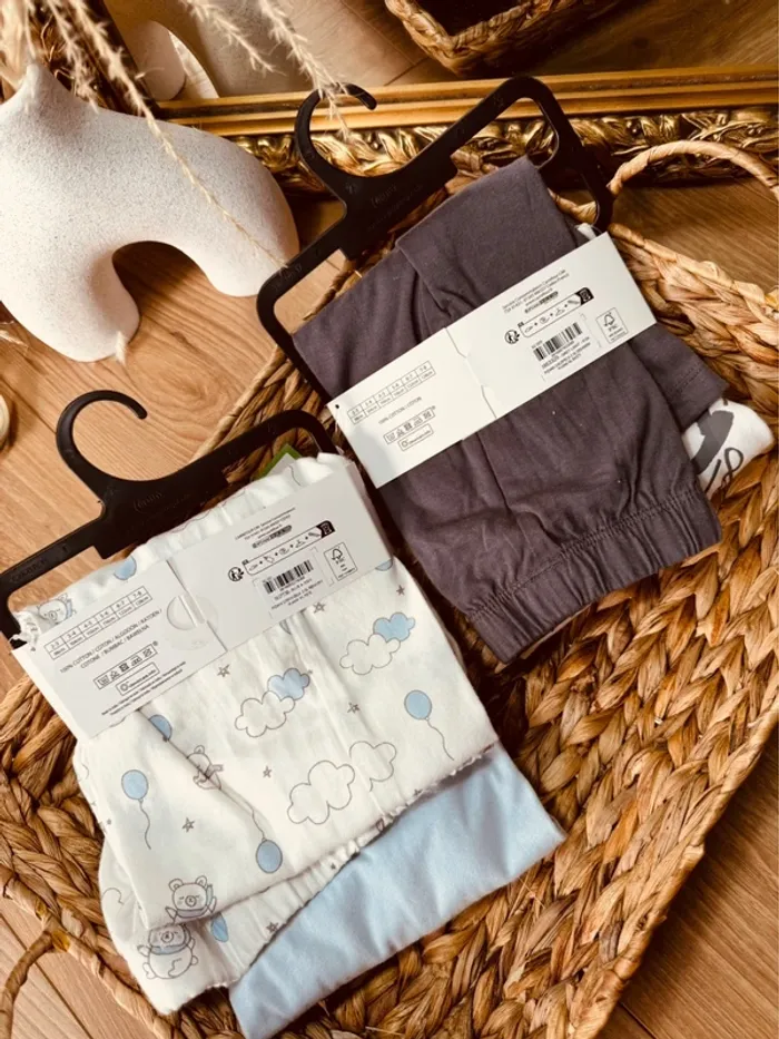 Taille 4-5 ans lot de 2 pyjamas 2 pièces coton et flanelle fille Tex bleu gris Neufs 🌸 - photo numéro 6
