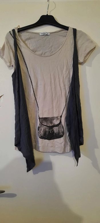 T-shirt manches courtes plus gilet intégré avec motif sac à main taille 2