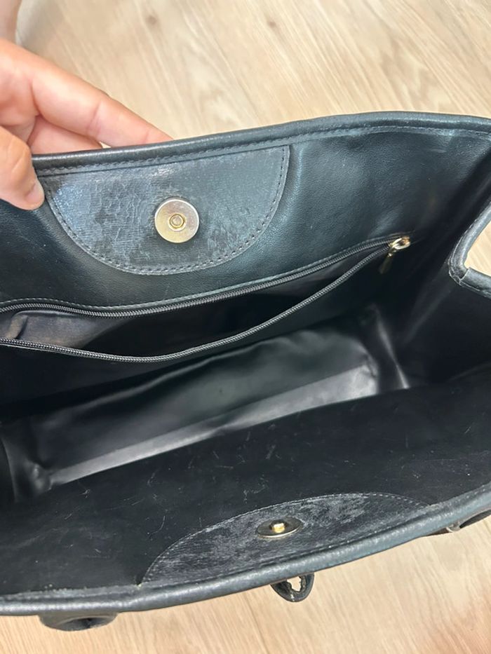 Sac à main Longchamp vintage en cuir noir - photo numéro 7
