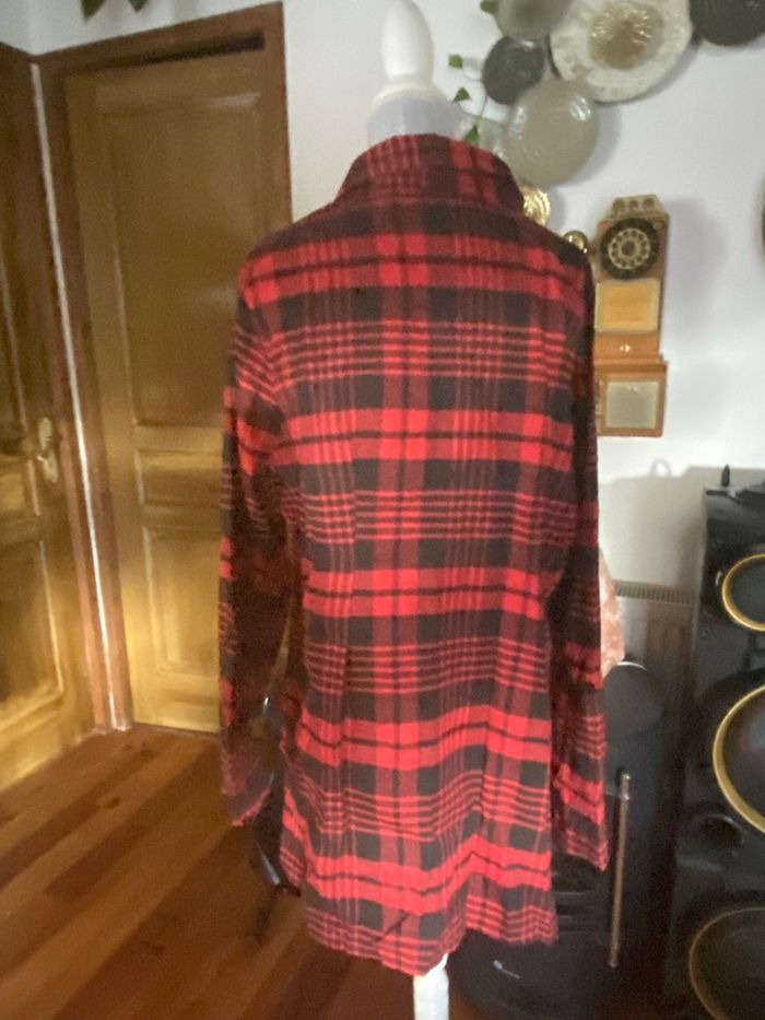 🟥 Chemise longue à carreaux rouges et noirs – Taille XXL - photo numéro 3