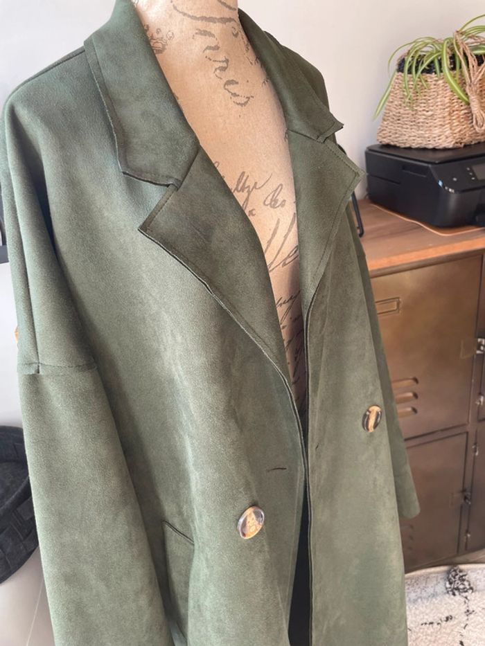 Trench long kaki suédine - photo numéro 6