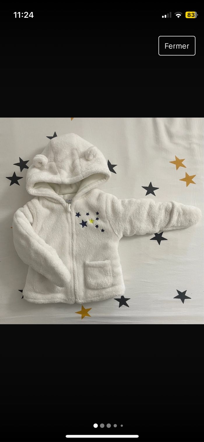 Polaire ourson blanche 3 mois unisexe