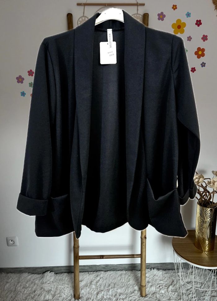 Blazer ouvert noir grande taille