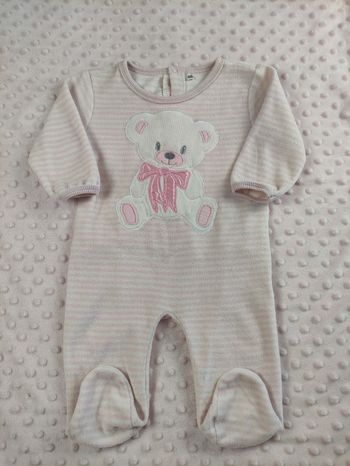 Grenouillère rose ligné blanc 