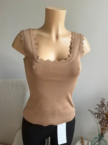 T-shirt en viscose couleur camel