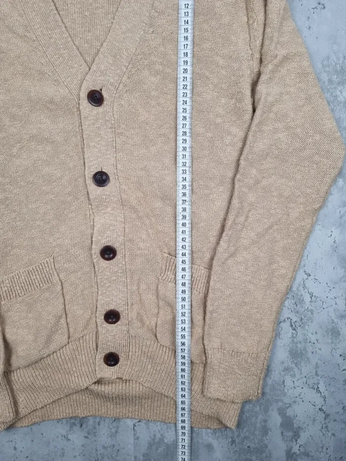 Cardigan coton et lin beige/moutarde Tommy Hilfiger – Taille M Homme (mesures en photos) - photo numéro 8