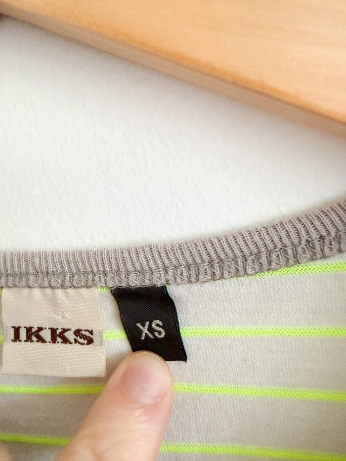 Débardeur gris & vert anis vintage ikks taille 34 XS - comme neuf - photo numéro 4