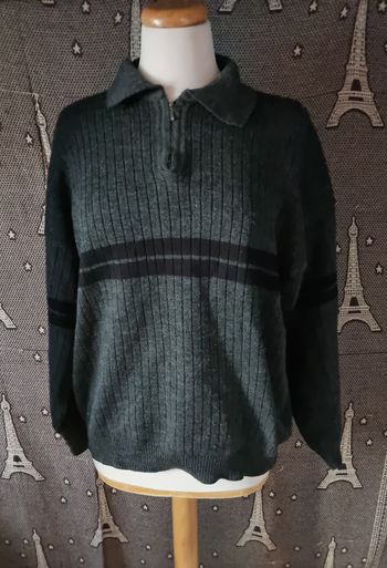 Pull d'hiver gris à col zippée taille L