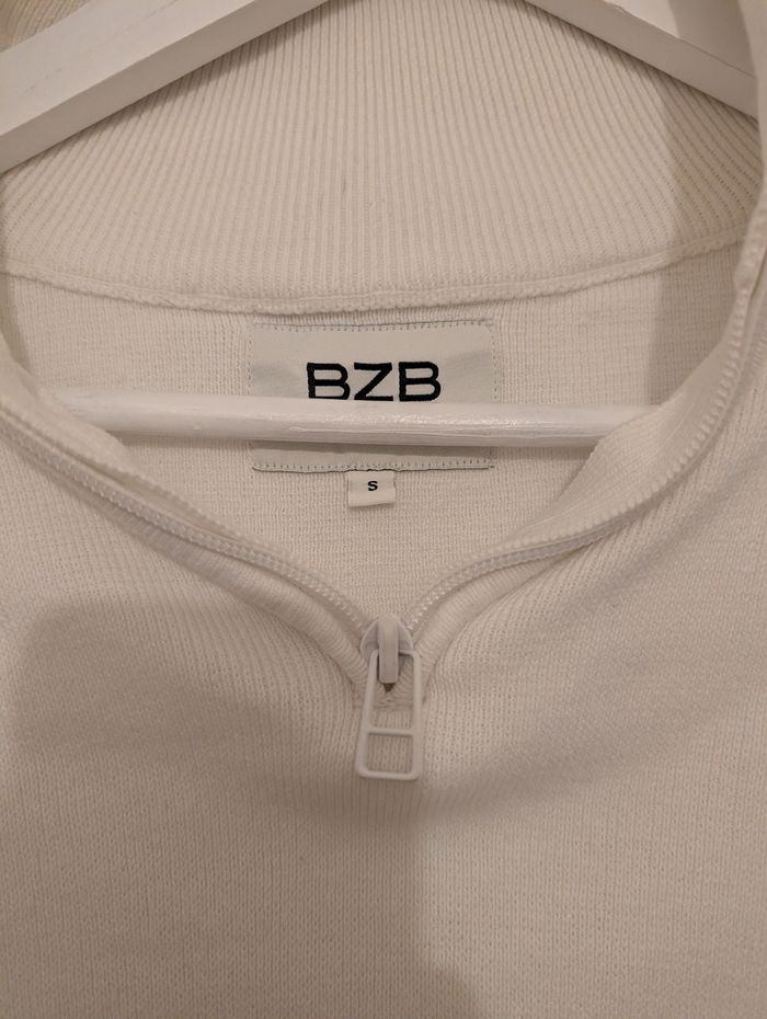 Pull blanc col zippé - photo numéro 3