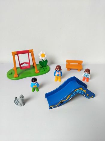 PLAYMOBIL 123 Parc Jardin Enfants Balançoire Toboggan Junior 70130 Complet 🛝