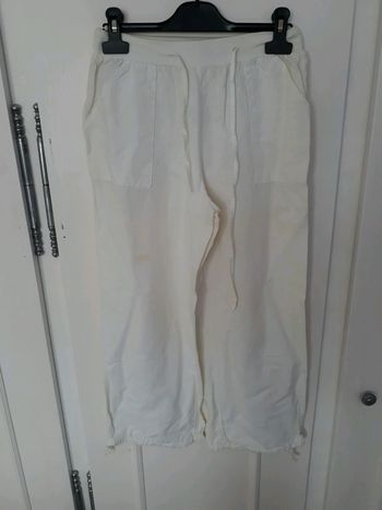 Pantalon blanc taille S en lin et coton