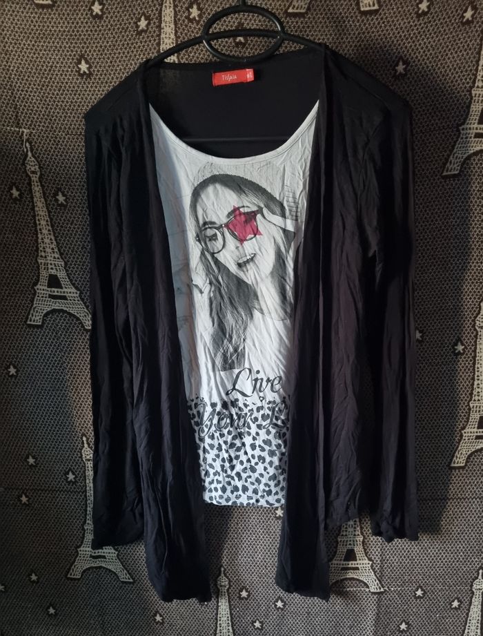 T-shirt imprimé avec gilet intégré 16ans