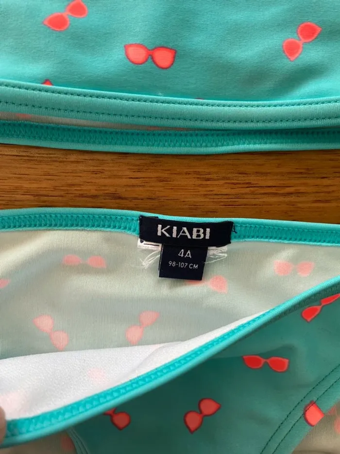 Maillot de bain 2 pièces bleu imprimé lunette rose - photo numéro 3