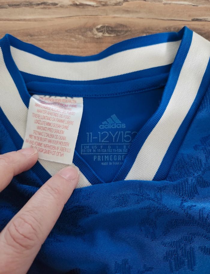 Maillot de foot excellent état Taille 11 / 12 ans bleu Adidas polyester - photo numéro 2