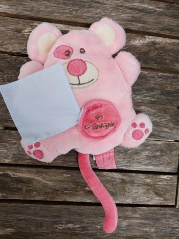 Doudou plat souris rose Doudou et Compagnie