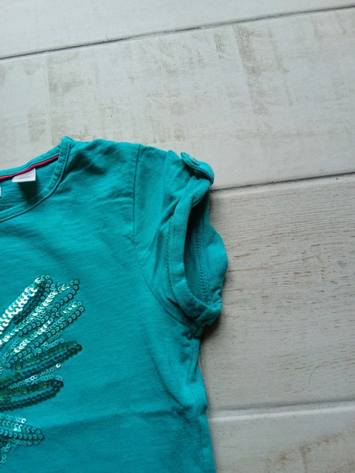 T-shirt turquoise motif colibri Okaïdi 8 ans - photo numéro 3