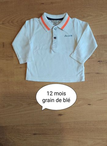 Polo blanc 12 mois Grain de blé