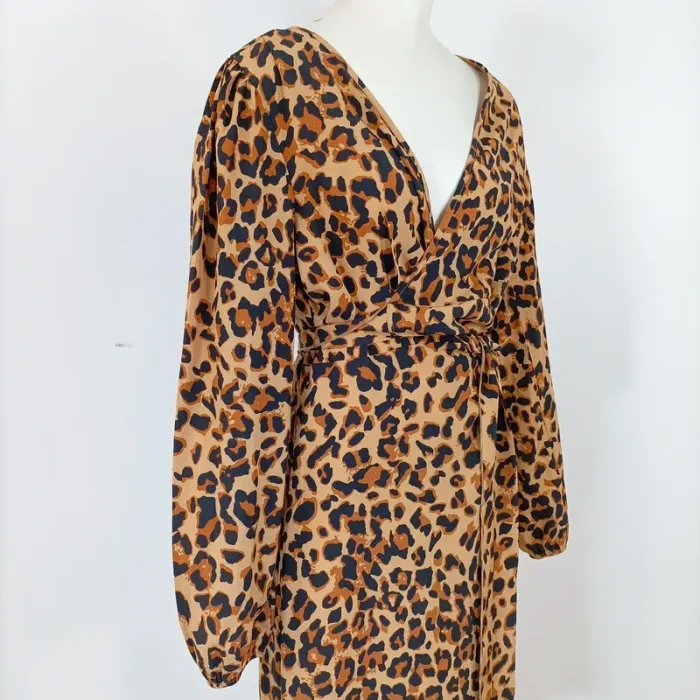 Robe Léopard, robe portefeuille - à nouer, taille fine - robe d'été longue couverte A397 - photo numéro 11