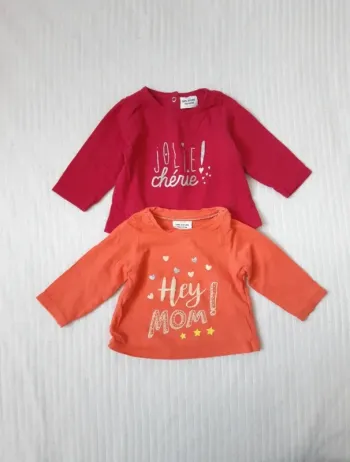 Lot de 2 tee-shirts manches longues Tape à l'oeil 3 mois
