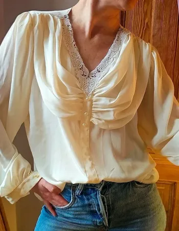 Blouse vintage crème broderie made in France 🇲🇫