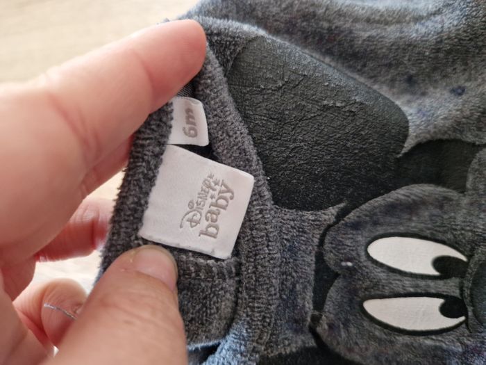 Pyjama / Dors-bien Velours Gris Chiné Mickey Disney Baby - 6 mois - photo numéro 3