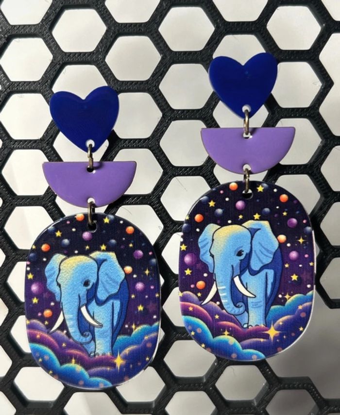 Boucles d’oreilles - Mon éléphant bleu