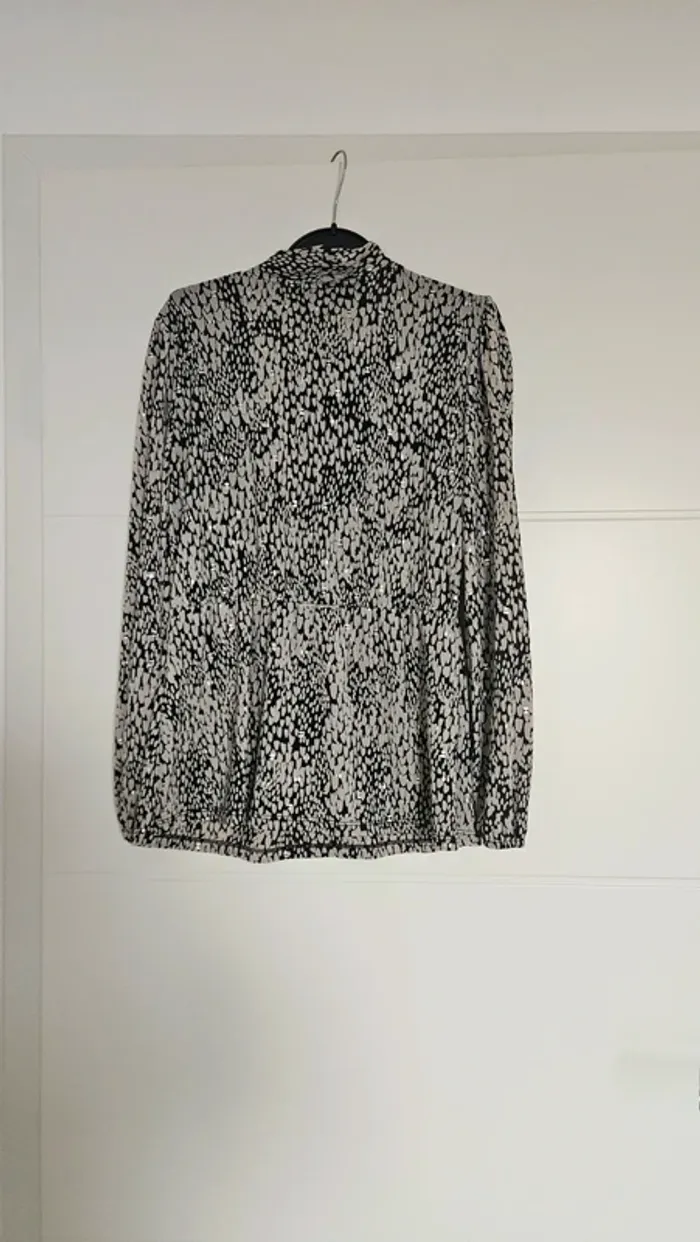 Blouse doré col nœud, taille 36, Morgan - photo numéro 2