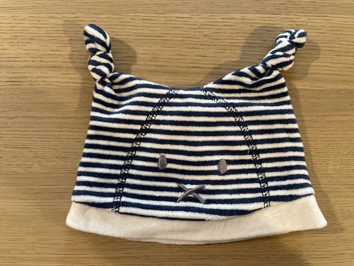 Bonnet blanc et bleu orchestra bébé naissance