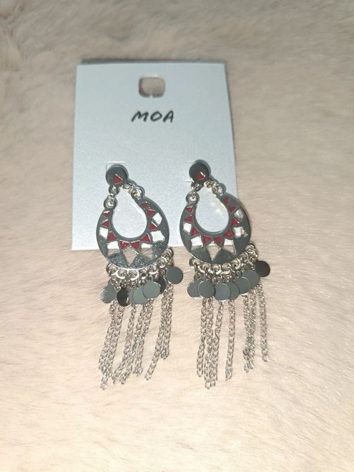 Boucle d'oreille pendante Argenté -Moa - photo numéro 2
