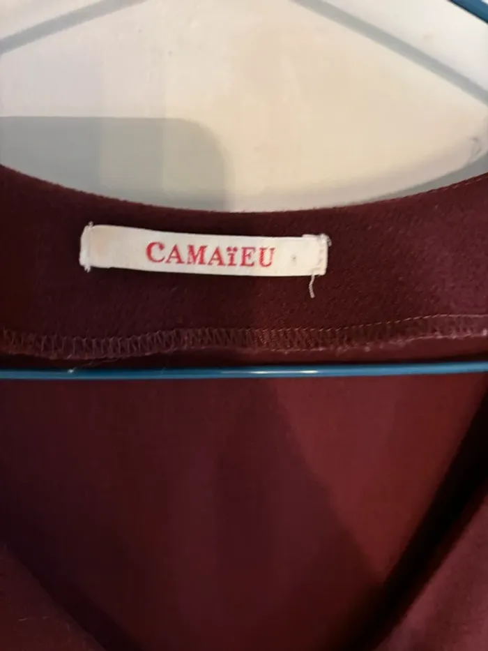 Jolie robe bordeaux Camaïeu taille 36-S en bon état - photo numéro 3